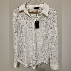 White lace blouse with adjustable camisole